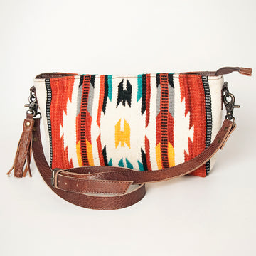 American Darling Cross Body Saddle Blanket Fabric Genuine Leather Western Women Bag | Black Handbag Purse Crossbody for Cute